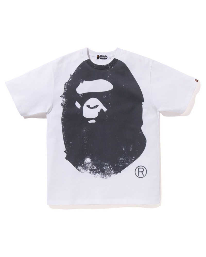 T Shirts Bape Overprinted Ape Head Blanche Homme | QYY-69595571